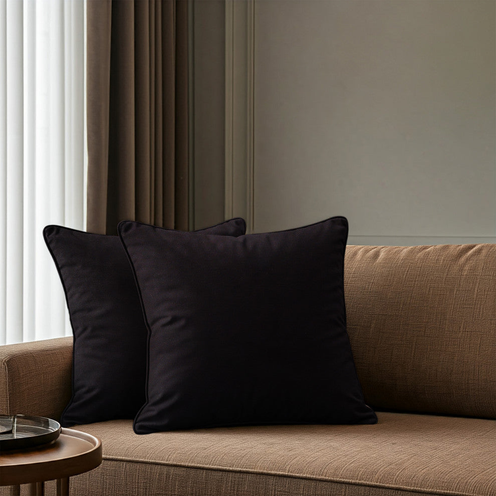 A1HC Soft Velvet Throw Pillow Covers Only, Set of 2, Black, 20"x20"