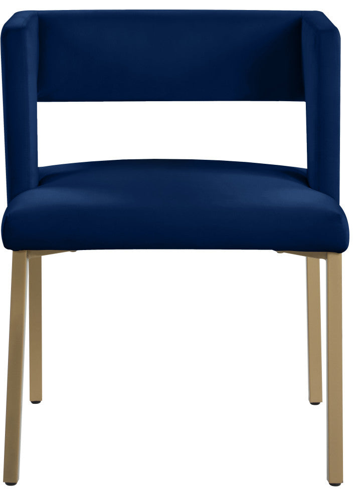 The Caleb Dining Chair, Navy and Brushed Gold, Velvet and Iron, Set of 2