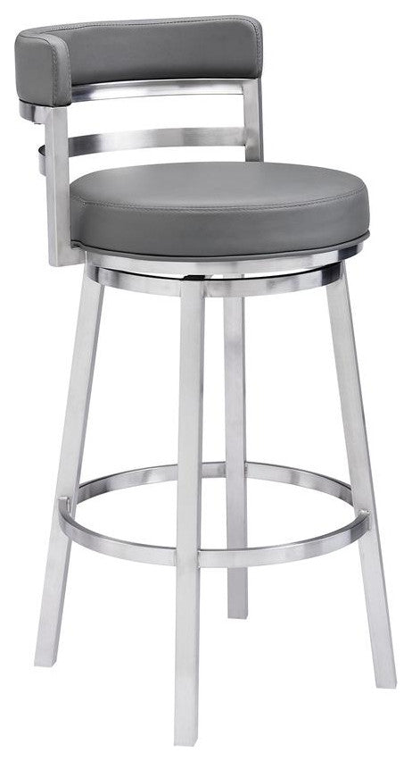 Madrid Contemporary 26" Counter Height Barstool in Brushed SS Finish
