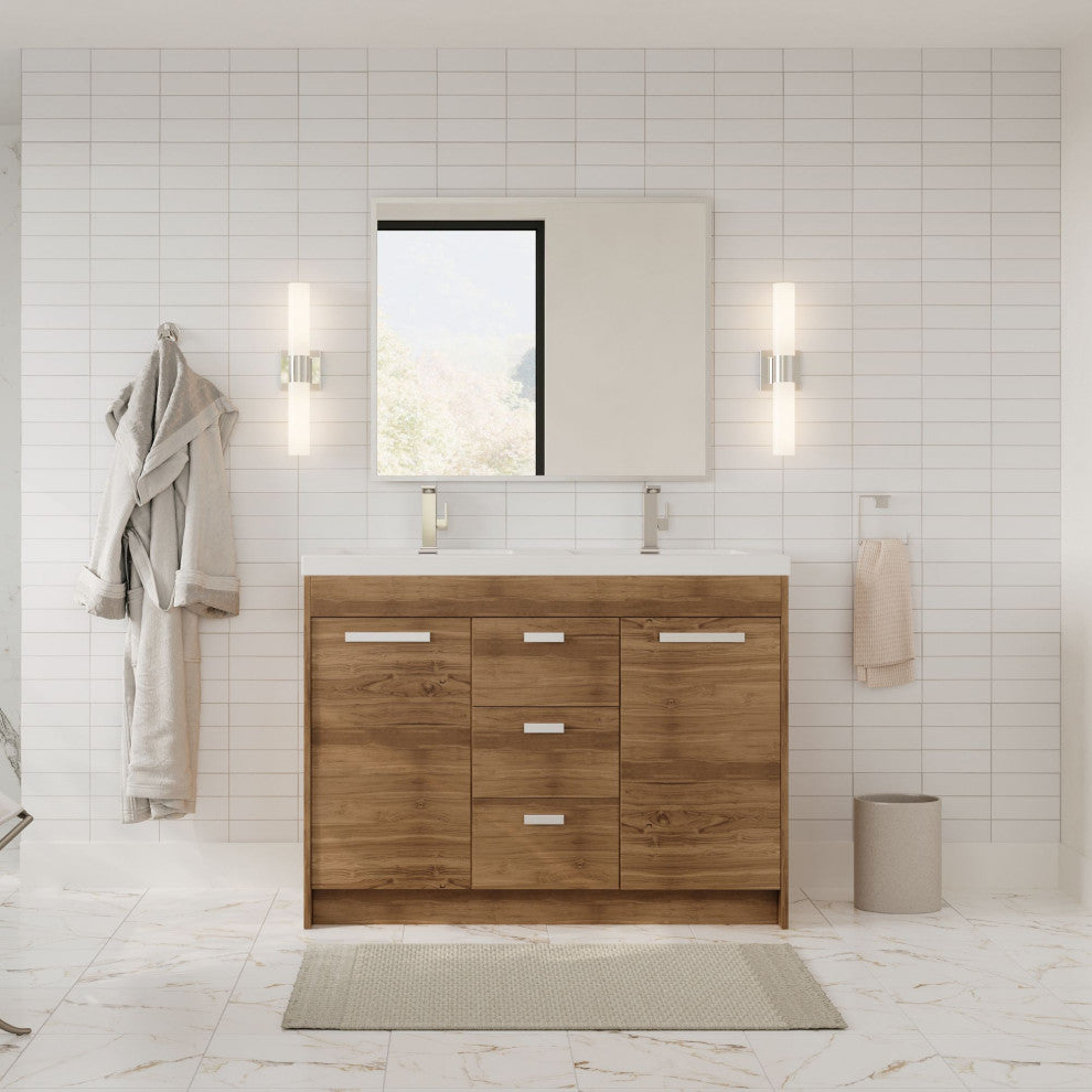 The Ashland Bathroom Vanity, Oak, 48", Double Sink, Freestanding