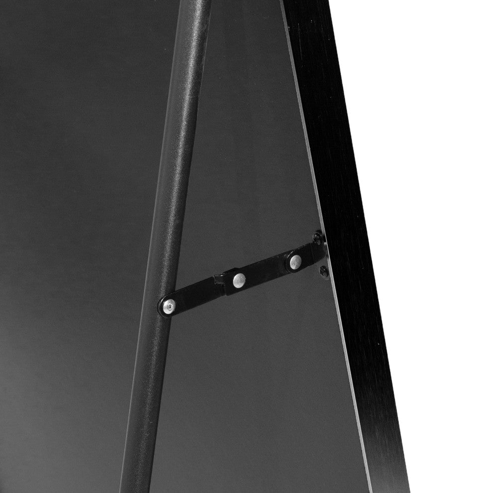Rectangular Aluminum Framed Freestanding Bedroom Mirror, Black, 22''x 65''