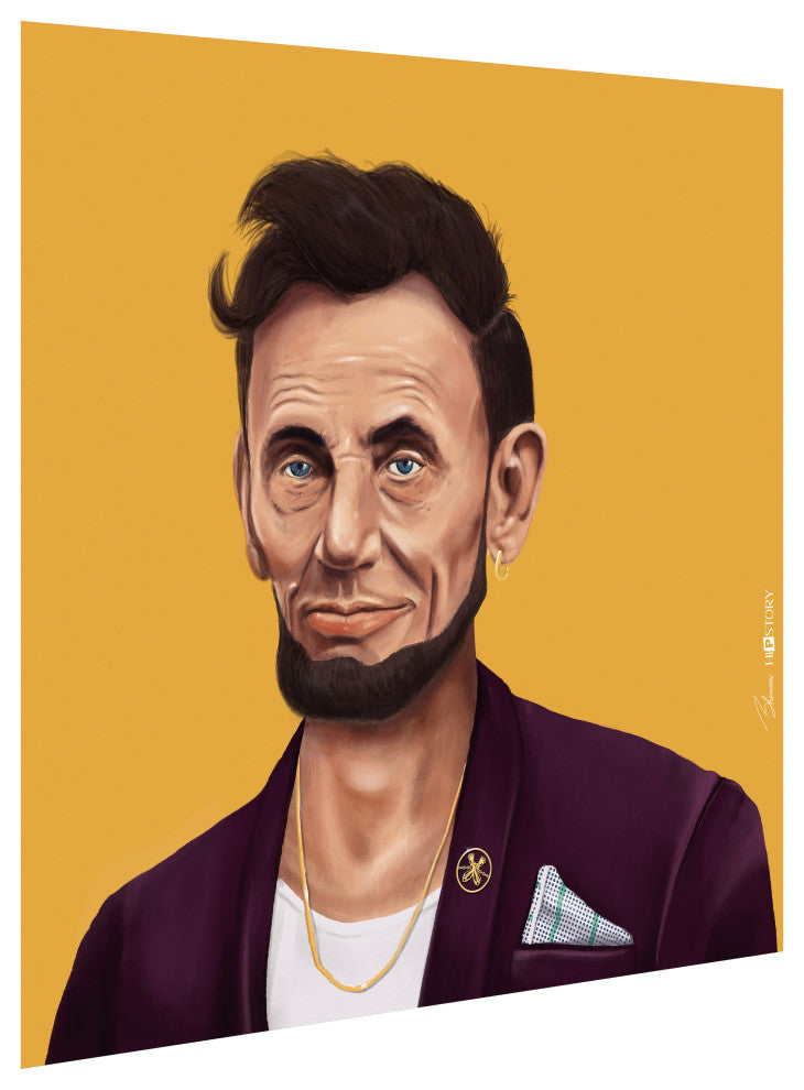 "Hip Abraham Lincoln" Frameless Reverse Printed Tempered Art Glass Wall Art