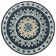 5' Round Blue Floral Medallion Area Rug