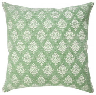 Fairytale Motif Bordered Throw Pillow, Green/White, 20"x20"