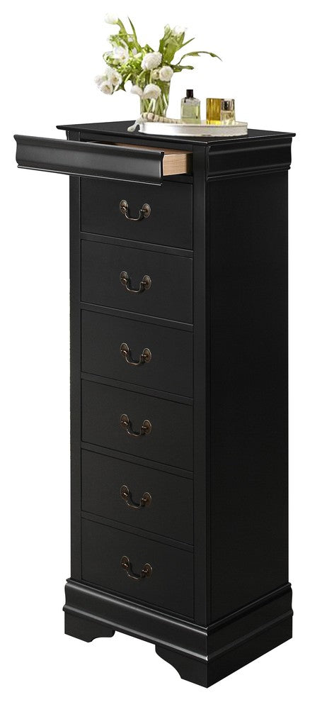 Modern Louis Philippe Lingerie Chest with Hidden Drawer Burnished Black