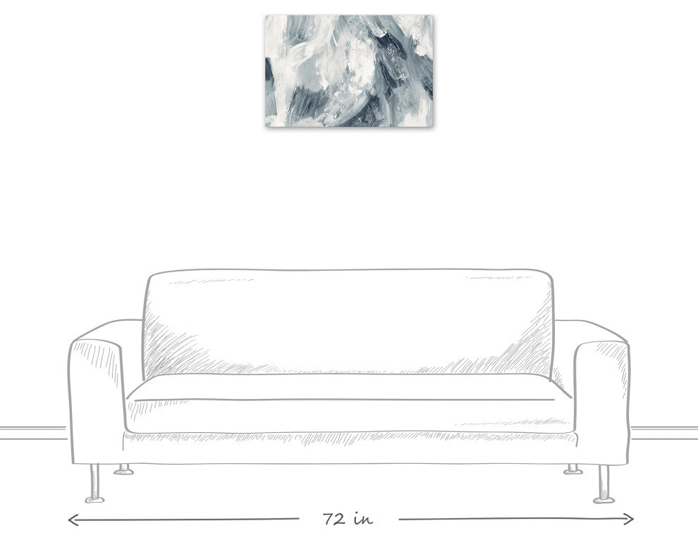 Navy Brushstroke Abstract 24x16 Canvas Wall Art