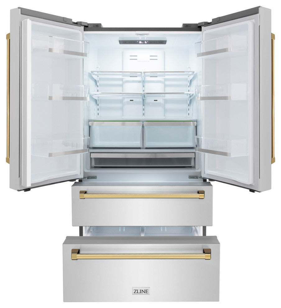ZLINE 36" French Door Refrigerator With Ice Maker, Stainless RFMZ-36-G