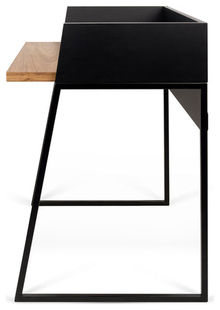 Modern Small Home Office Laptop Table Desk, Walnut/Black