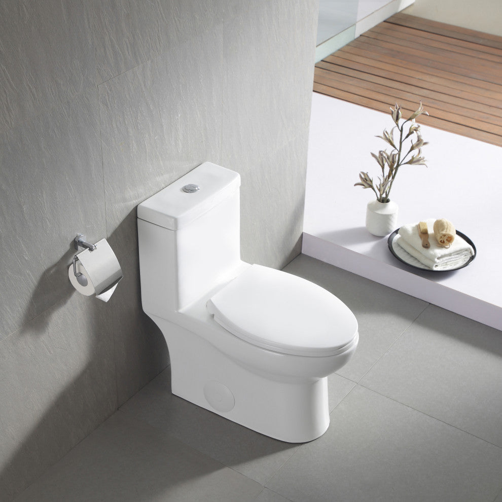 Ceramic Standard Comfortable Seat Height Elongated Dual Flush One Piece Toilet