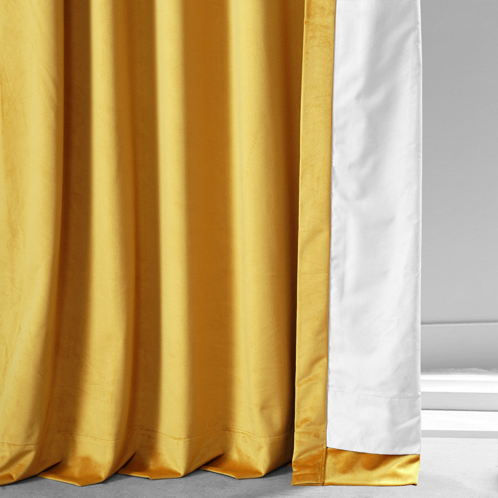 Signature Plush Velvet Blackout Curtain Single Panel, Sophomore Gold, 50"w X 108"l