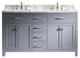 60" Double Bathroom Vanity, Gray, Square Sink, No Faucet and No Mirror