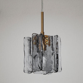 LNC Tucana Polished Gold Matte Black Modern Pendant Light, Textured Glass, 1-Light