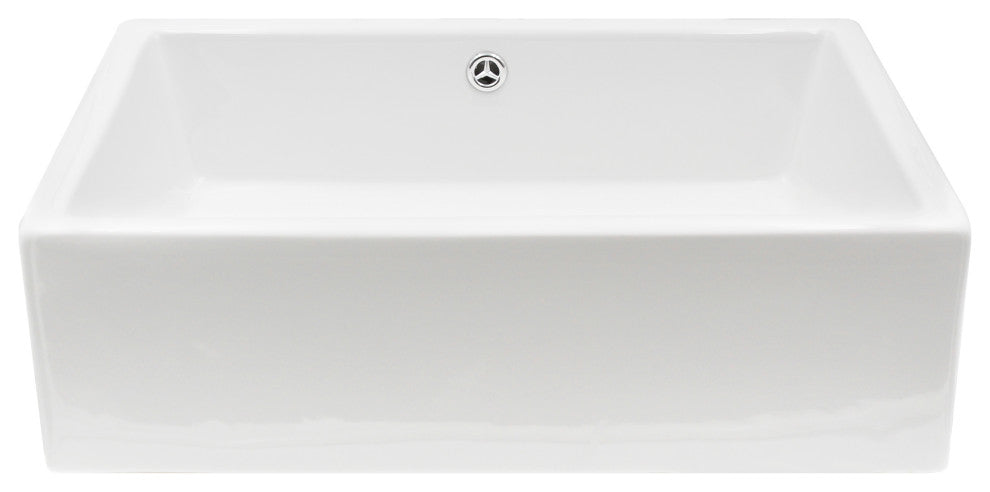 NP-018131 Rectangular White Porcelain Vessel Sink, Overflow Drain Option, Oil Rubbed Bronze