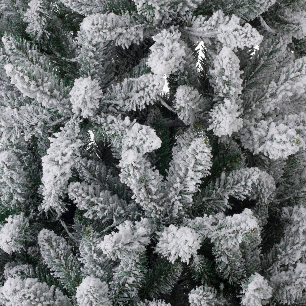 9ft Pre-Lit Flocked Pencil Fir Artificial Christmas Tree With 600 Warm Light