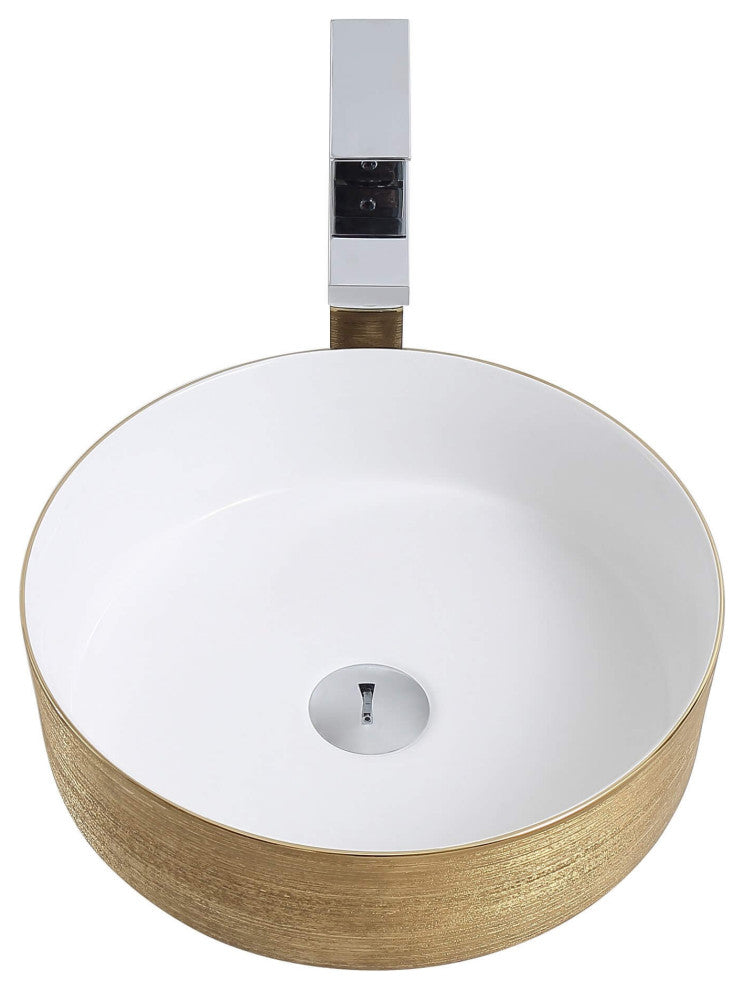 Fine Fixtures Luxury Vessel, Round 15", Brushed Gold