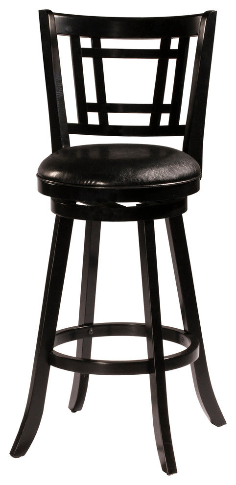 Hillsdale Fairfox Wood Bar Height Swivel Stool with Rectangular Lattice Back