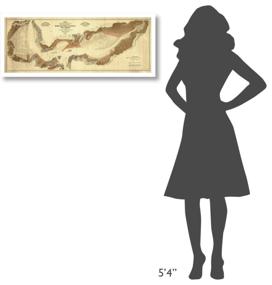 "Map of salt marsh and lands, San Francisco/San Pablo, 1874" Paper Art, 38"x16"