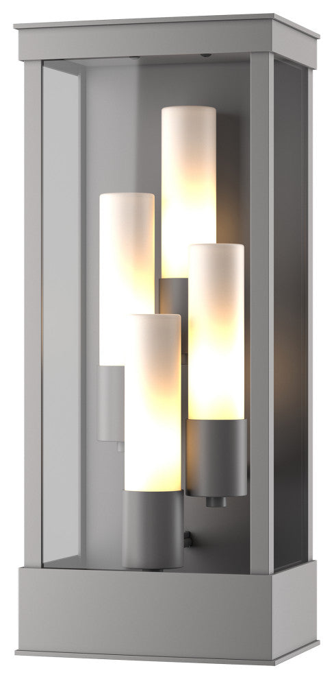 Portico Large Outdoor Sconce, Coastal Burnished Steel Finish, Opal Glass