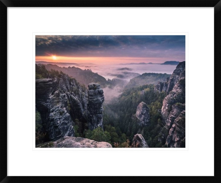 "Sunrise On The Rocks" Framed Digital Print by Andreas Wonisch, 24x20"