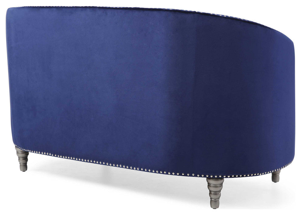 Dania 64 in. W Flared Arm Velvet Straight Sofa, Blue