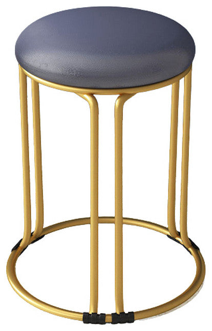 Nordic Suede and Leather Stacked Dining Round Stool, Gray, Leather