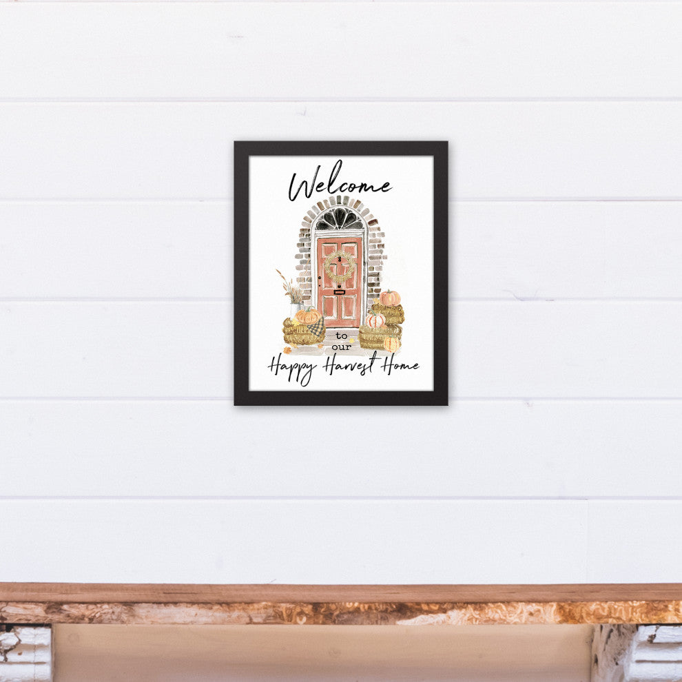 Harvest Door Step 12.73 x 15.73 Black Framed Canvas