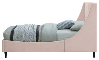 Eva Velvet Upholstered Bed, Pink, Twin