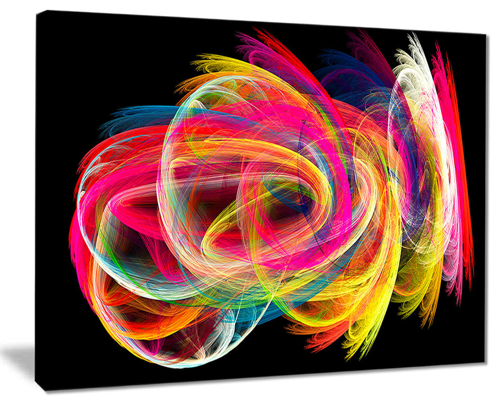 "Colorful Thick Strokes in Black" Abstract Digital Canvas Print