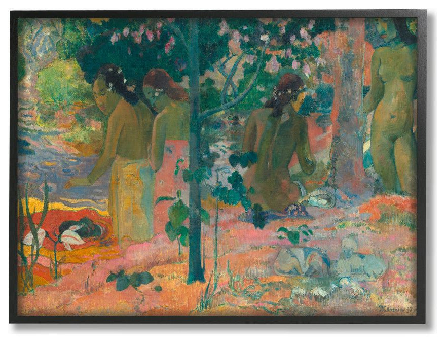 Forest Pond Native Figures Classic Painting, 16"x20"