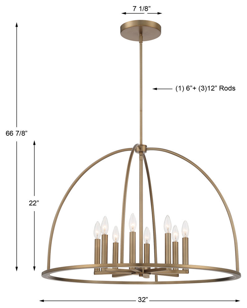 Abbott 8 Light Vibrant Gold Chandelier