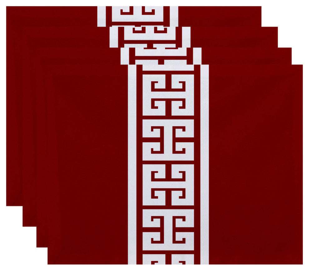 18"x14" Key Stripe, Stripe Print Placemat, Red, Set of 4