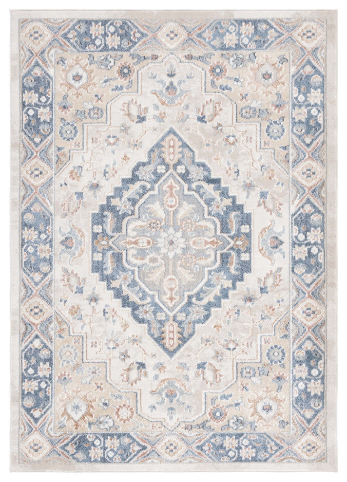 Safavieh Blair Machine-Washable Collection BLR240 Rug, Ivory/Blue, 9'x12'