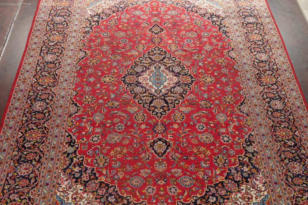 Consigned, Oriental Traditional Handmade Vintage Persian Area Rug, Red, 10x13