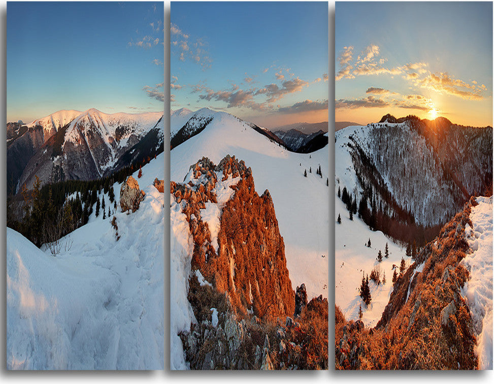 "Slovakia Frozen Landscape Panorama" Metal Wall Art, 3 Panels, 36"x28"