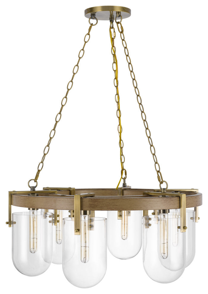 Stovall 60W metal/glass/birch wood hangin light, Fx-3812-6