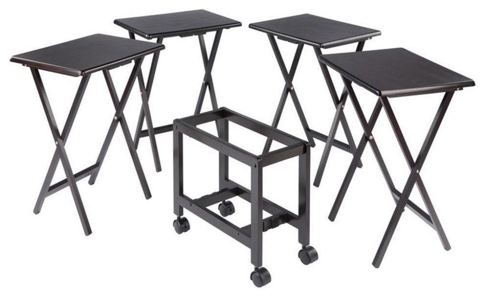 Winsome Allen 5-Piece Transitional Solid Wood Snack Table Set Coffee Finish