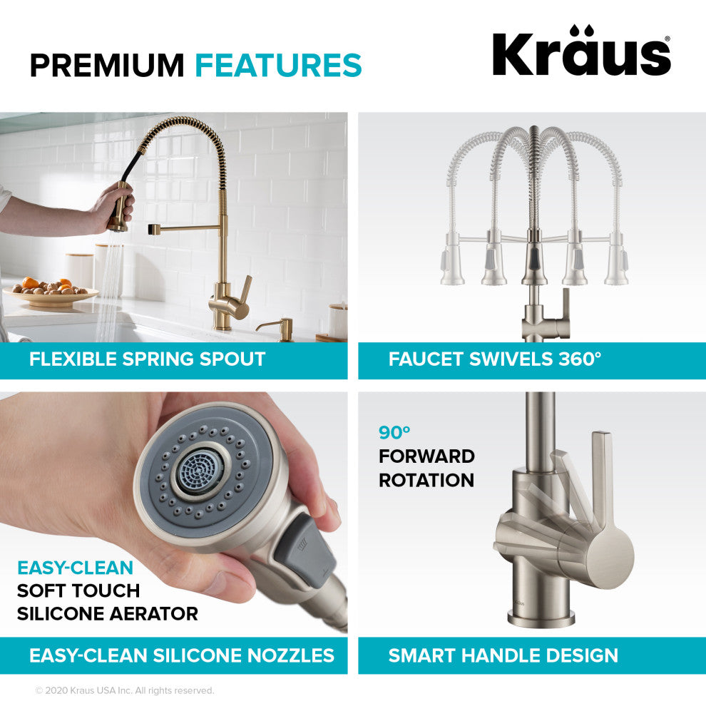 Britt Commercial Style 3-Function Pull-Down 1-Handle 1-Hole Kitchen Faucet, Spot Free Antique Champagne Bronze