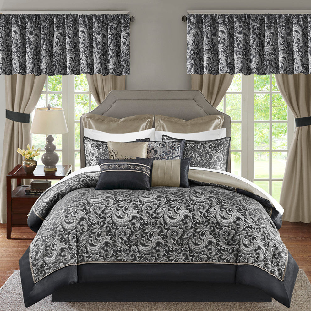 Madison Park Essentials Brystol 24 Piece Room in a Bag in Black