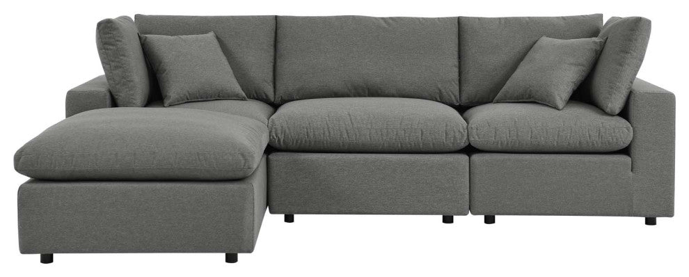 Commix 4-Piece Outdoor Patio Sectional Sofa Charcoal