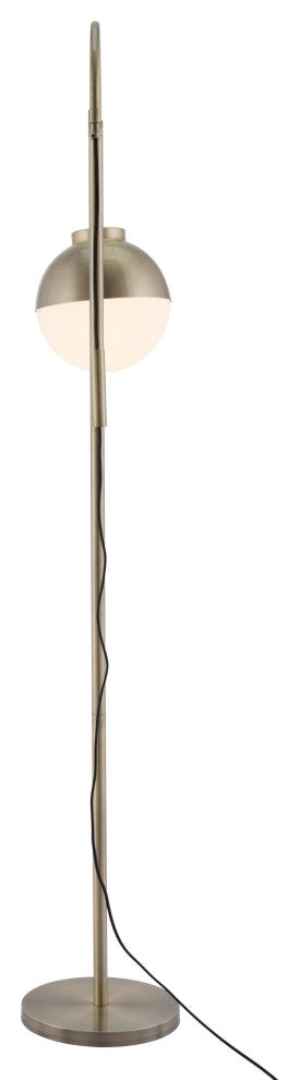 Floor Lamp Light, Glass, Steel Metal, Bronze, White, Mid Century Lounge Cafe