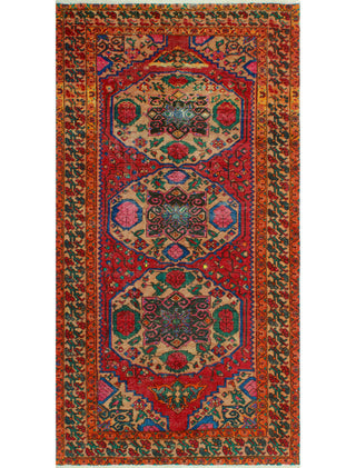 Vintage Distressed Wali Red/Beige Rug, 5'0 x 9'10