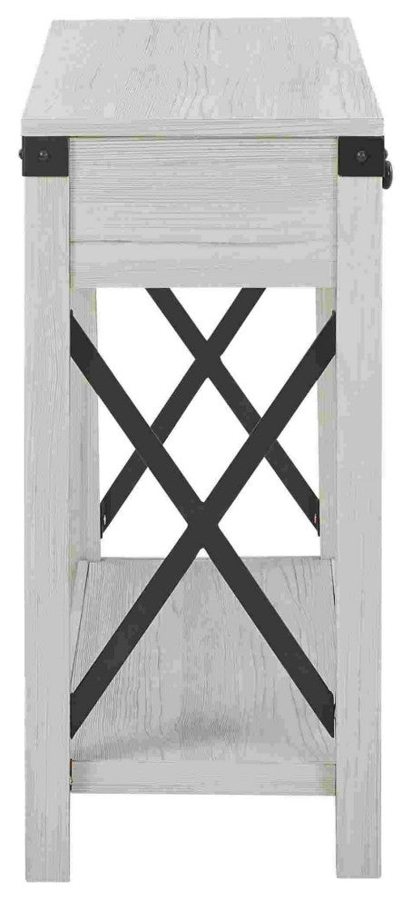 Benzara BM262429 Sofa Table WithxMetal Accent and 2 Drawers, White