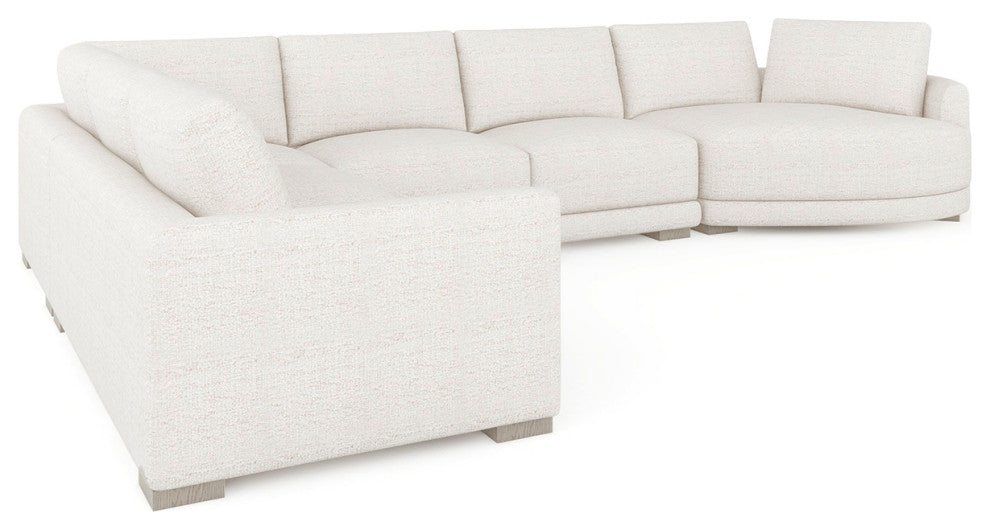 Laguna 166" Modular Feather-Cushion Sectional Sofa, Wheat Cream Beige Polyester Tweed, Right-Arm Facing
