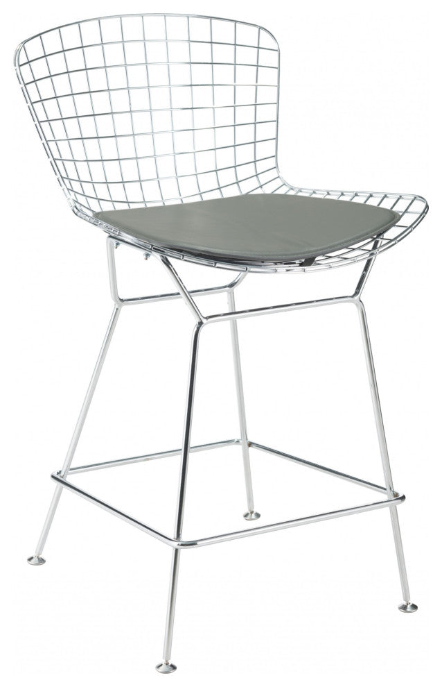 Gray Faux Leather Cushion Chair Pad