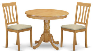 Anti3-Oak-C 3-Piece Kitchen Table Set-Small Kitchen Table Plus 2 Dining Chairs