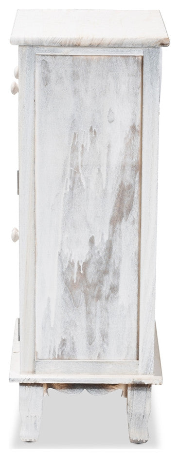 Classic and Traditional Antique White Finished Wood 3-Drawer Storage Unit