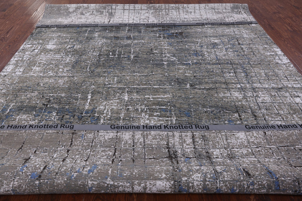 Abstract Handmade Wool and Silk Rug 8' 11" X 12' 1" Q8546