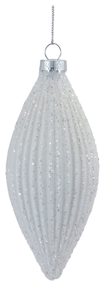 Glitter Ribbed Glass Ornament, 12-Piece Set