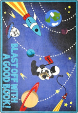 Kid Essentials Rug, Blast Off With a Good Book, 7'8"x10'9"