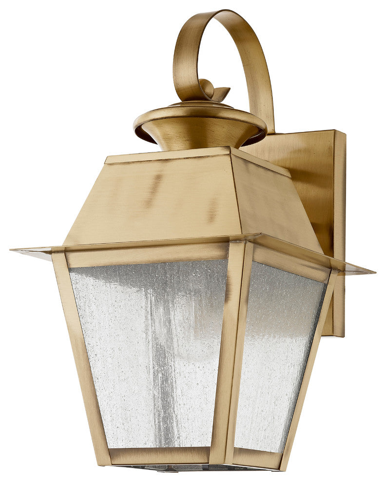 Mansfield Outdoor Wall Lantern, Antique Brass